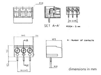 Print Skrueterminal - 3pol, 5mm benafstand, Hvid