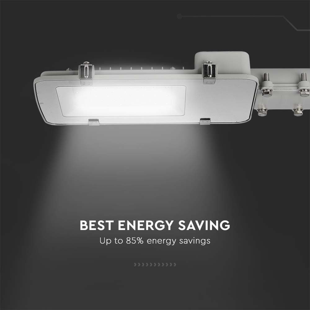 30W LED vejlygte med Samsung chip, 4000K, grå hus, 3000lm, RA80, IP65, 5 års garanti