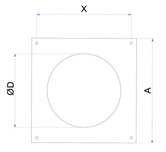 Vægtilslutning f. Ø100mm vent.rør, flange og ventil, Hvid