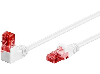 UTP netværkskabel - CAT6, 2xRJ45, 90° vinklet, Hvid (1m)