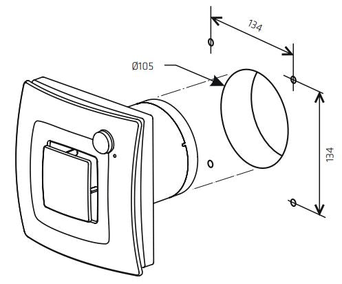 Ventilator Silent One Ø100 mm, med adaptiv hygrostat, hvid
