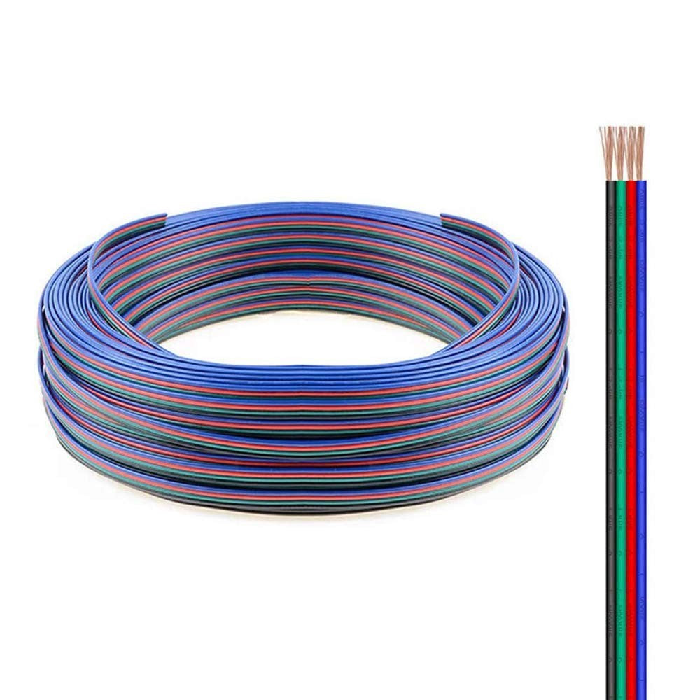12-24V RGB LED-strips til 100 meter rulle med 4-ledet ledning