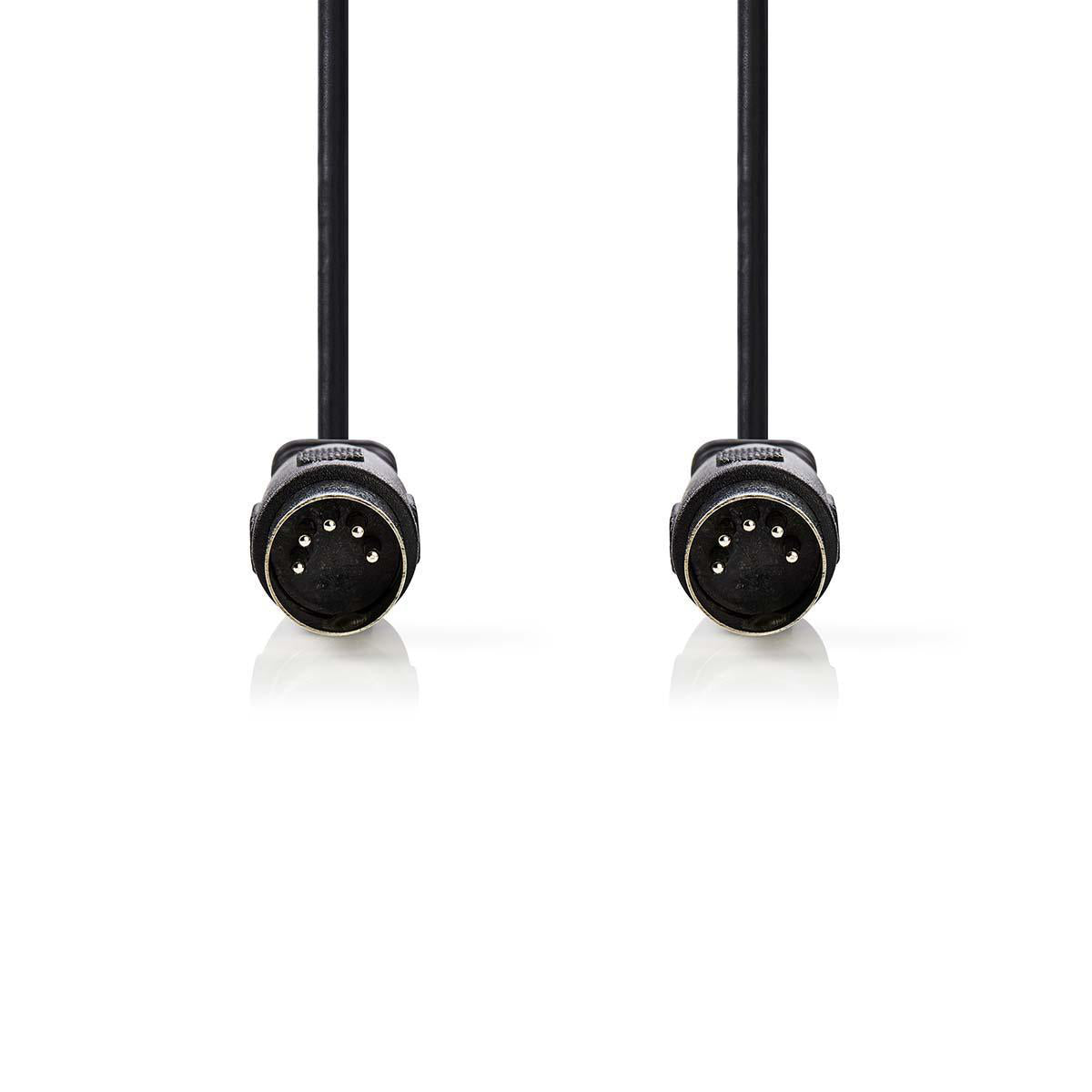 Midi audiokabel - 2 x 5 pol 180° DIN han, Sort (2m)