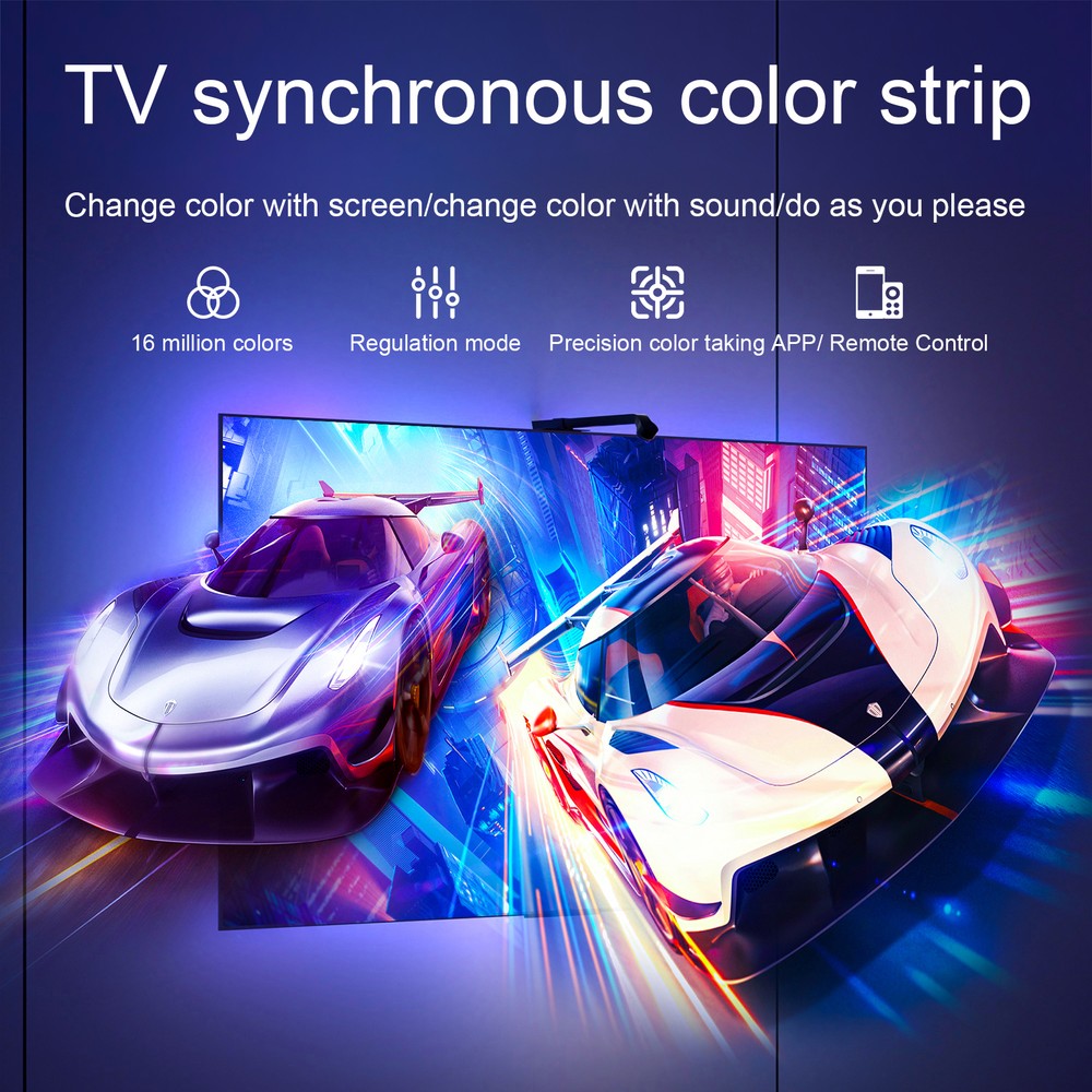 5m TV LED strip med TV-kamera - passer til 70-85' TV, 18W, 30 LED/m
