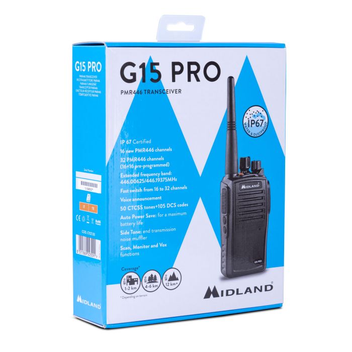 **Udgået** G15 PRO - Prof. PMR446 radio (IP67)