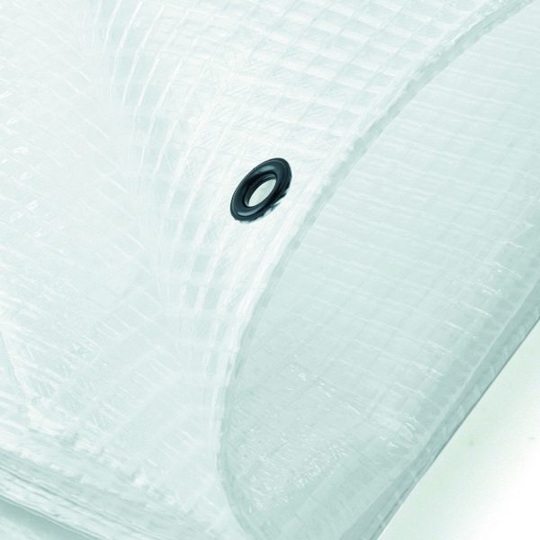 Presenning m. armeringsnet - 8x12m, Klar PE (145g/m²)