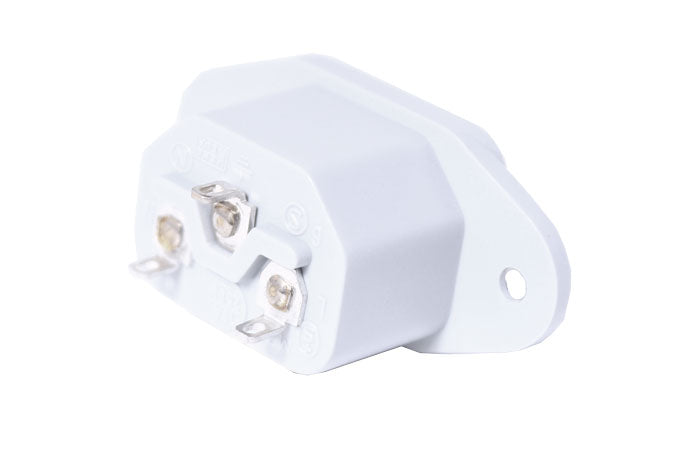 Apparatfatning - 3pol C14 han, grå (m. loddeben)