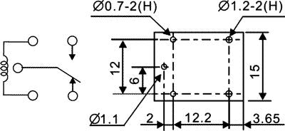Miniature relæ - 5VDC / 15A, 1 x skifte (SPDT)