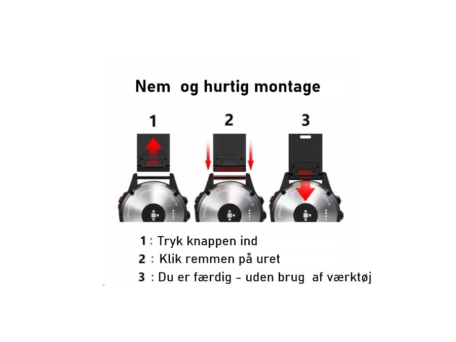 Urrem til Garmin Fenix 7X/6X/5X/3HR m.fl. - 26mm, Sort