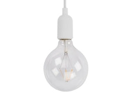 Stofledning m. E27 fatning og baldakin - Hvid (1,4m)