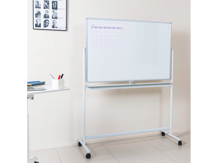 Magnetisk whiteboard - 2-sidet, alu.ramme, hjul (120 x 80cm)
