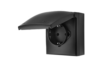 Simon X4 Schuko-stikkontakt med sikkerhedslukkere, samme farve klap og dæksel, 16 A, 250 V~, skruelø