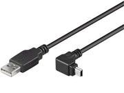 USB 2.0 kabel - A han til 5P mini B han 90°, Sort (1,8m)