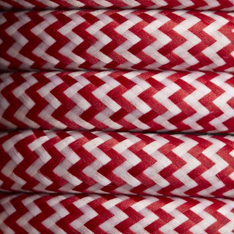 Stofledning - 2 x 0,75mm², RØD/HVID sildeben (metervare)