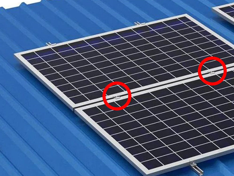 Solpanel mellem-monteringsbeslagsæt - 2 dele, Alu.