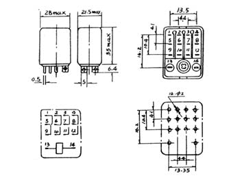 JQX-13F Heavy-duty relæ - 12Vdc / 3A 4 x skifte (4PDT)