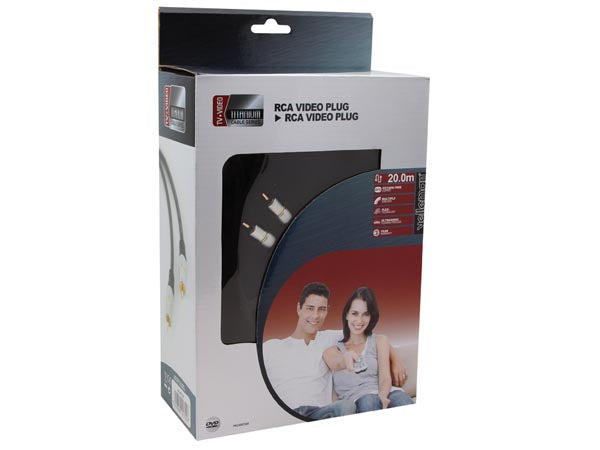 Videokabel - RCA(Phono) han til RCA(Phono) han (20m)