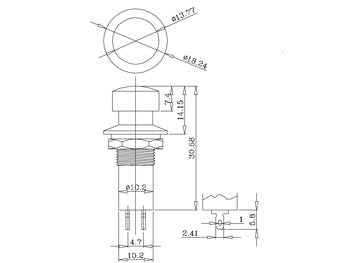 Trykkontakt - 1P OFF-ON 3A/125V, Rød (10,2mm)