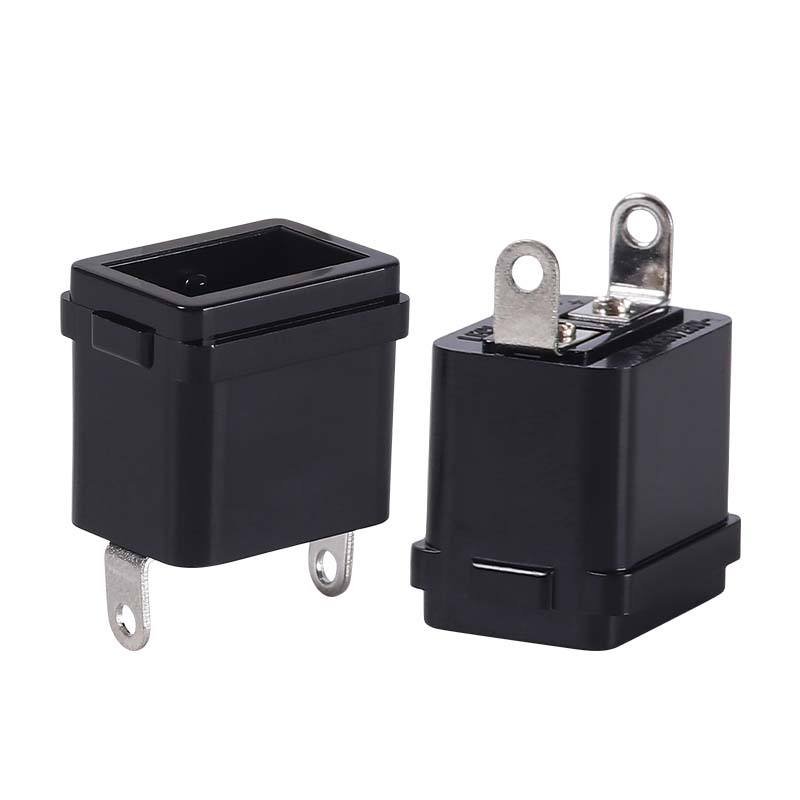 Apparatfatning, 2pol DB-8-D han, m. flange, Sort