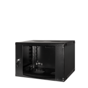 19" væg-rackskab - 6U, 450mm dyb, m. glaslåge, Sort