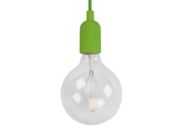 Stofledning m. E27 fatning og baldakin - Grøn (1,4m)