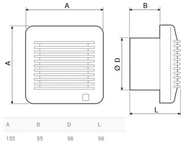 S&P ventilator EDM100 m. almindelig tænd/sluk