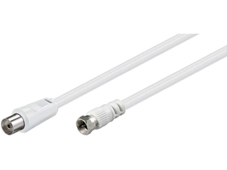 Antennekabel - F han til COAX hun, 3C-2V CCS, Hvid (5m)