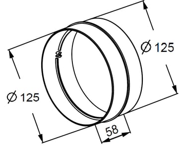 Rund Ø125 samlemuffe for kanalrør