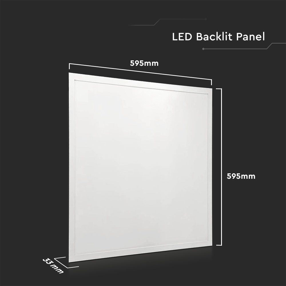 36W LED panel - 595x595mm, 6400K, 8 stk/pakke, 120 lm/watt, V-Tac Pro serie - 5 års garanti