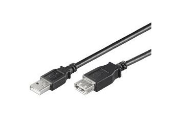 USB 2.0 forlængerkabel - A han til A hun, Sort (1,8m)