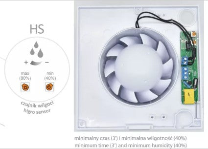 Ventilator - pRestige Ø100 ZG HS m. lukker, Fugtsensor, 15W