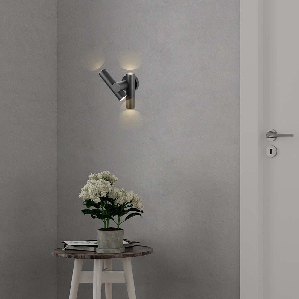 2-vejs spot væglampe med LED-modul, 600lm, 4000K, sort, IP44, 6W, 620lm