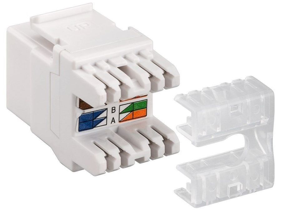 Keystone RJ45 fatning - CAT6 250MHz uskærmet, Hvid, Toolless