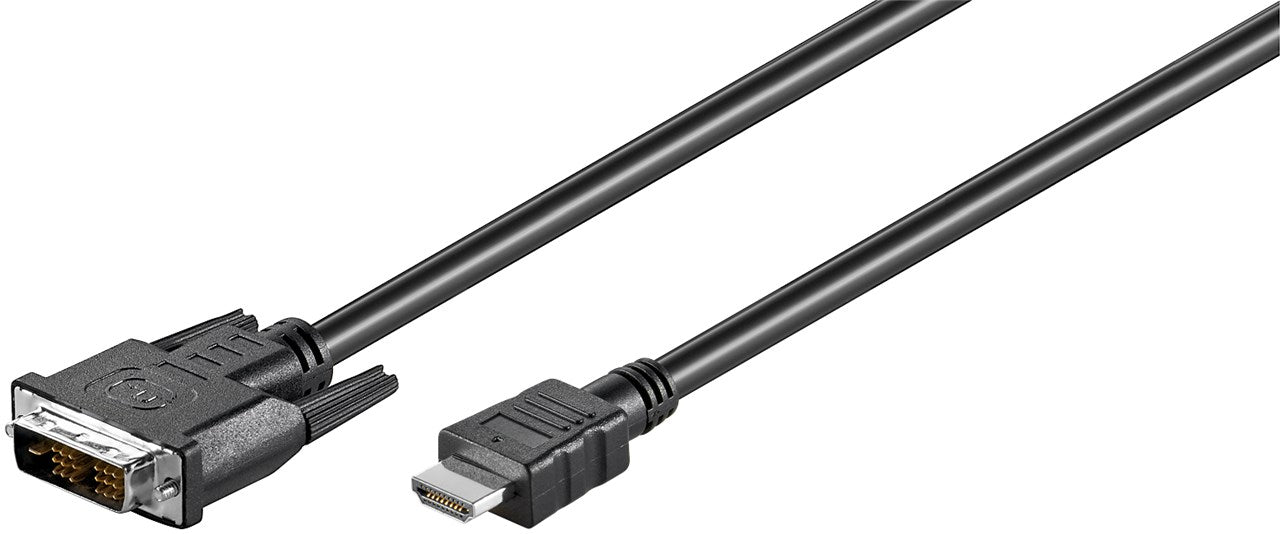 DVI/HDMI kabel - DVI-D(18+1) han > HDMI han, Sort (5m)