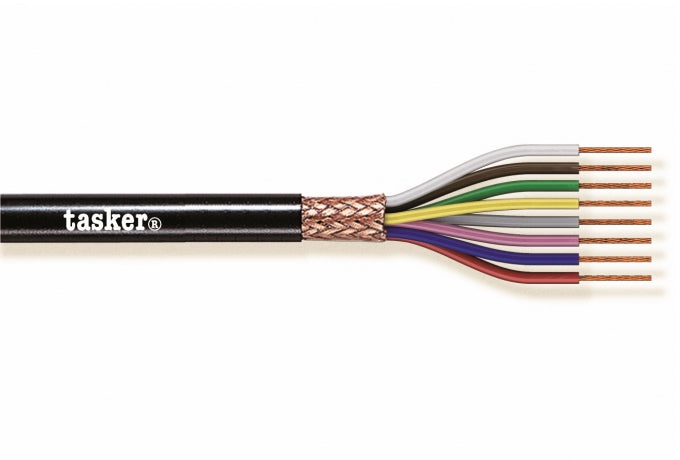 Multikabel, skærmet - 6x0,25mm², Ø7mm Sort (metervare)