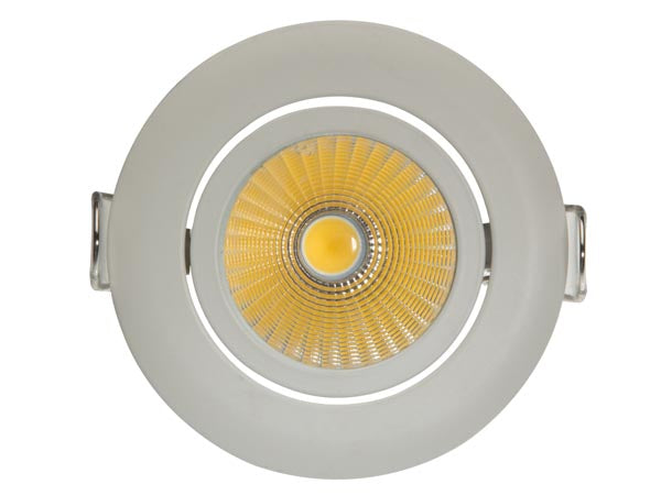 LED indbygningsspot - 230V / 12,6W Rund hvid kip, Varm Hvid