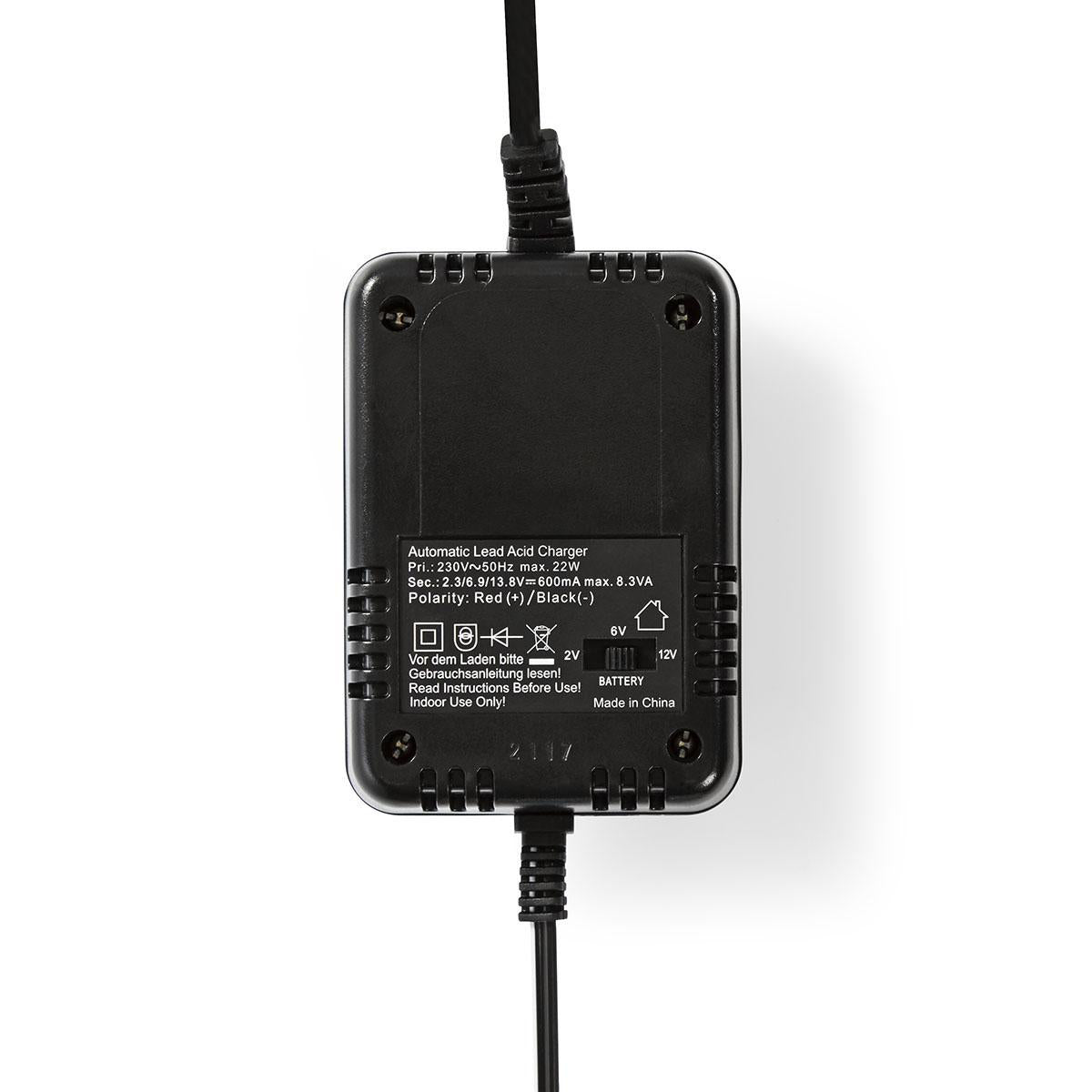 Automatisk Blybatterilader - 2 / 6 / 12VDC 0,6A m. klemmer