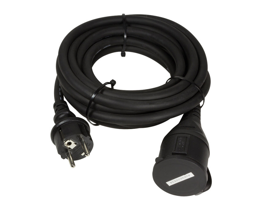 Gummi forlængerkabel - 3G1.5, IP44, Sort (5m)