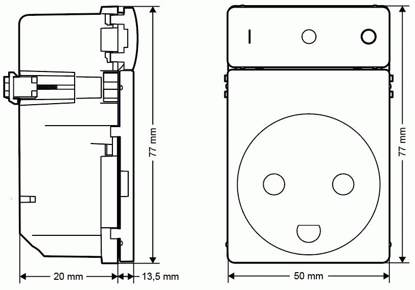 LK Fuga Wiser stikkontakt med afdækning og jord, 1½ modul, hvid