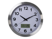 Analog vægur m. LCD display - Termo- og hygrometer, Ø35cm