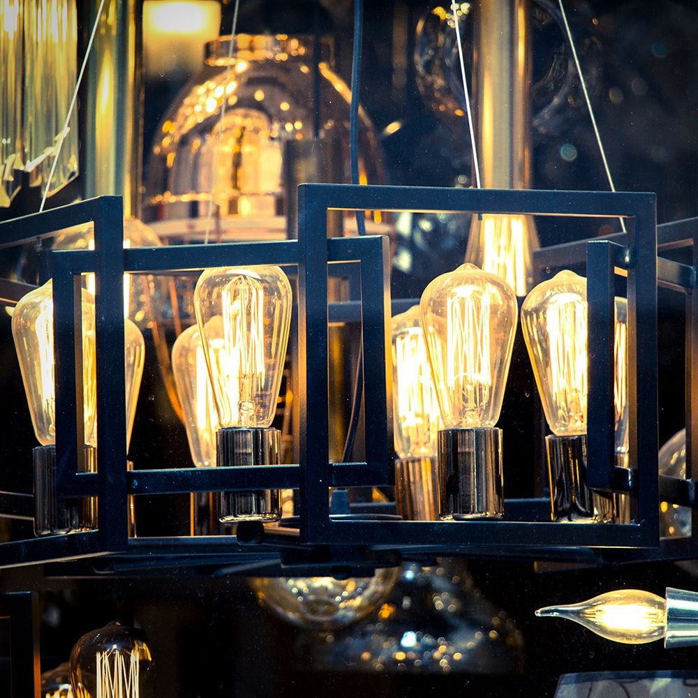 8W LED-pære E27 ST64 med amberbelægning og kultråd i 2200K varm hvidt lys med 720lm og RA80