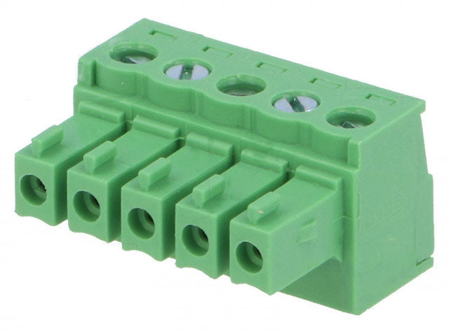 Indstik skrueterminal - 5P hun 3,81mm 0,5-1,5mm², Grøn