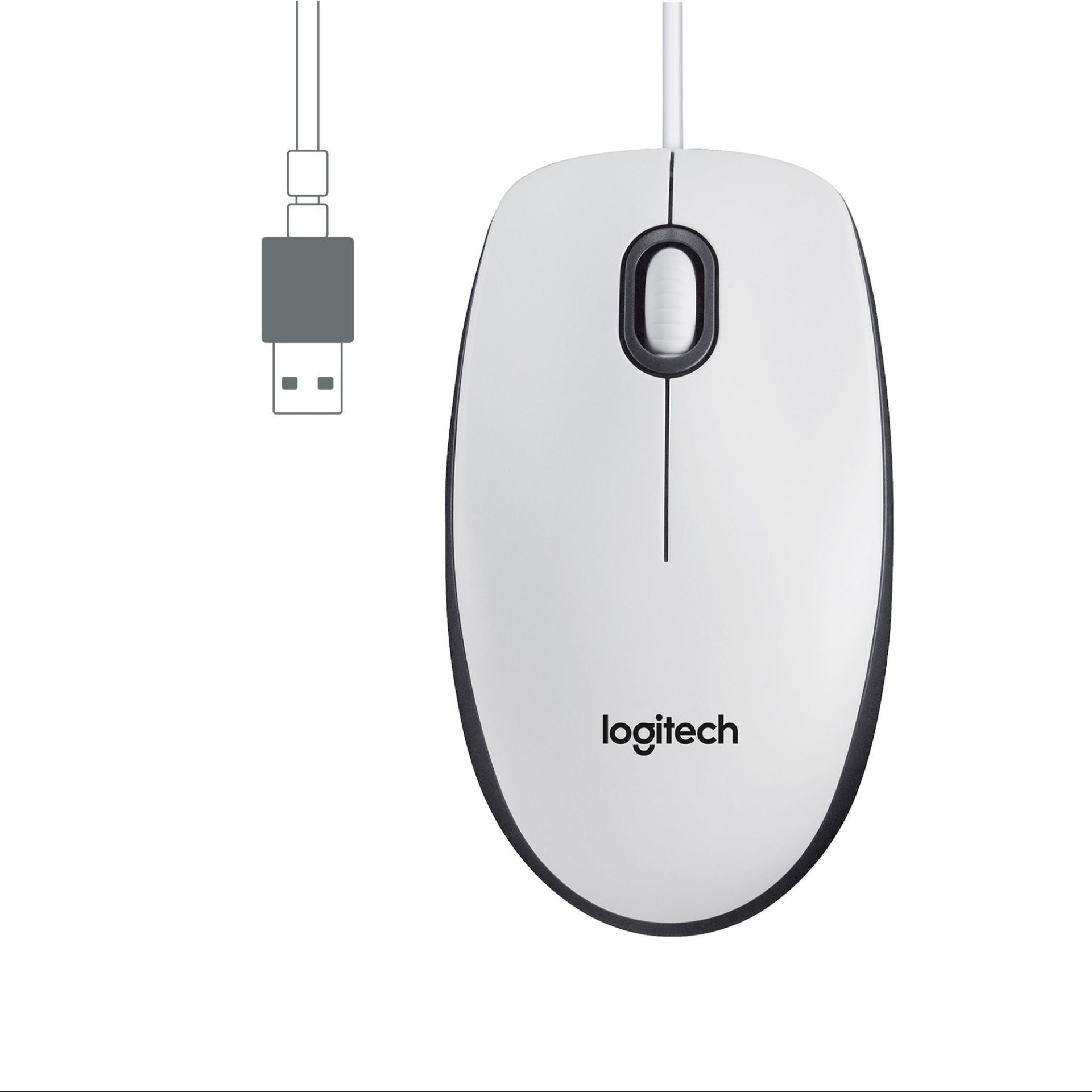 M100 optisk mus m. USB, Hvid