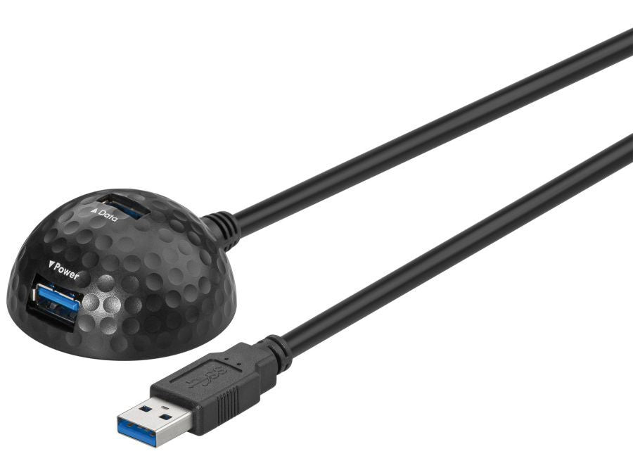 USB 3.0 forlængerkabel - A han til 2 x A hun, Sort (1,5m)