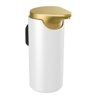 Sæbedispenser, børstet messing/hvid