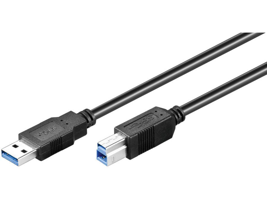 USB 3.0 kabel - A han til B han, Sort (0,25m)