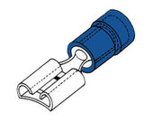 Blå kabelsko - Spadefatning 6,3mm hun, 1,5-2,5mm² (10 stk.)
