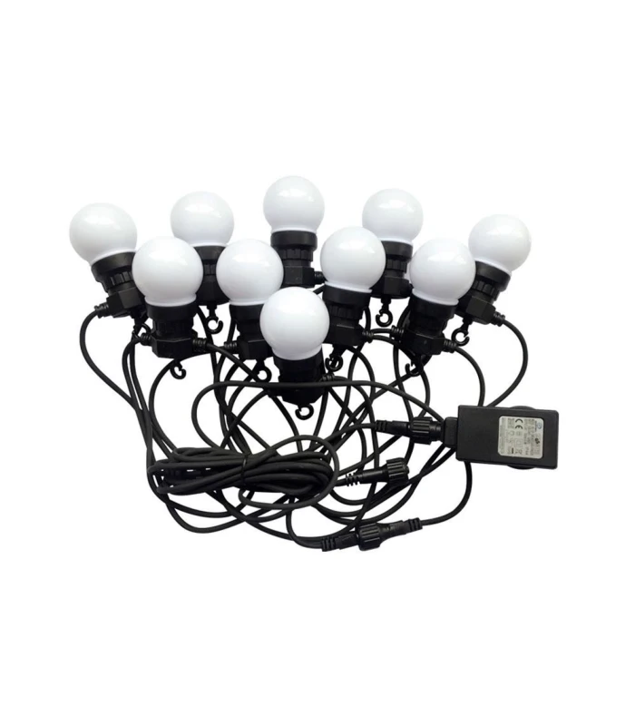 V-Tac LED lyskæde - 10 pærer, 5 meter, IP44, inkl. lyskilde, 5W, 230V, 300lm