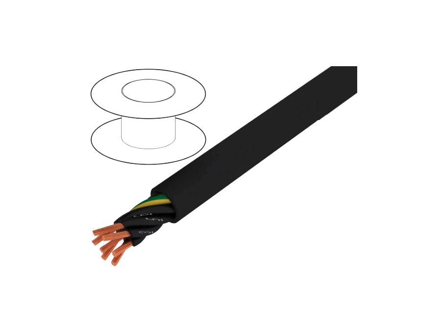 Multikabel - 7x0,5mm² uskærmet Ø6,7mm, Sort (metervare)