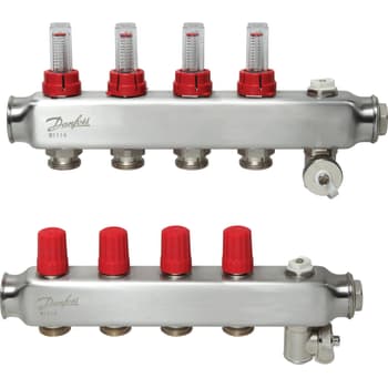 Danfoss SSM manifoldsæt 4+4 m/flowmetre og endestykke